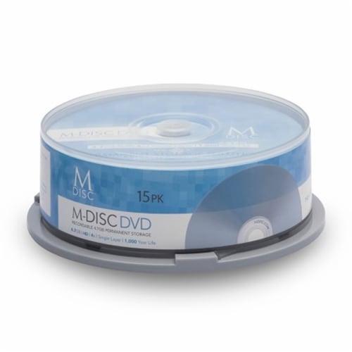 15 Pack Millenniata M-Disc DVD 4.7GB 4X HD 1000 Year Permanent Data Archival Blank Media Disc Perspective: back