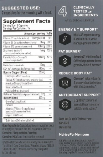 Mdrive® Boost & Burn Boost Healthy Testosterone Capsules Perspective: back