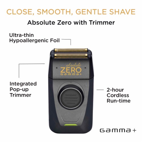 GAMMA+ Absolute Zero Pro Finishing Foil Shaver with Retractable Trimmer Black, 1 Kroger