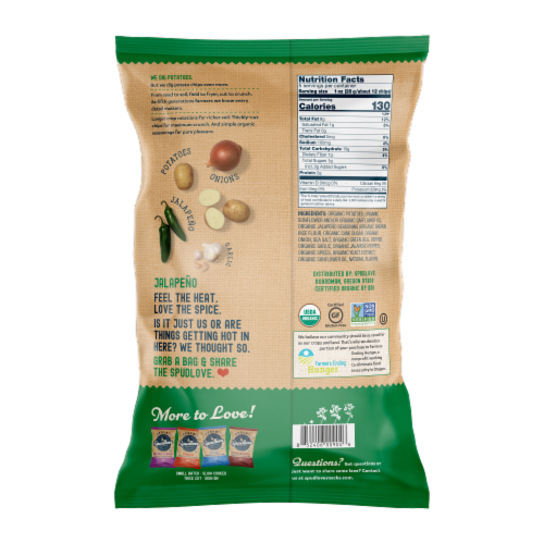 SpudLove Organic Jalapeño Thick-Cut Potato Chips Perspective: back