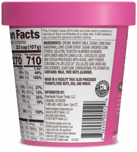 Baskin Robbins® Rocky Road Ice Cream Pint Perspective: back