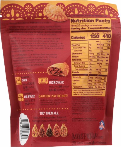 Maspanadas® Mini Beef & Vegetable Emapanadas Perspective: back