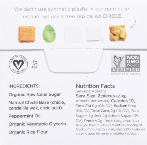 Simply Gum Natural Peppermint Flavor Chewing Gum Perspective: back