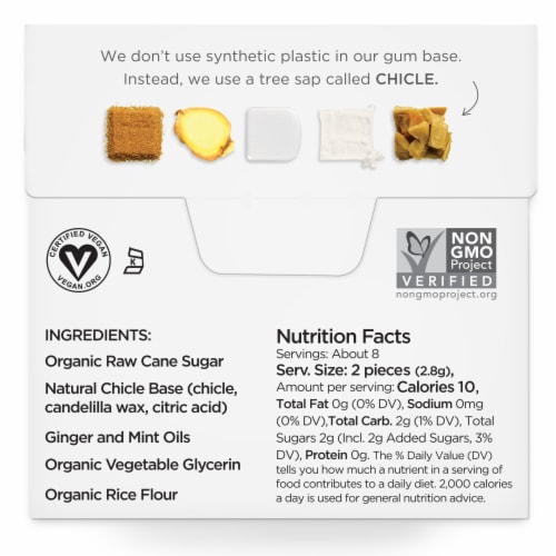 Simply Gum Natural Ginger Chewing Gum Perspective: back