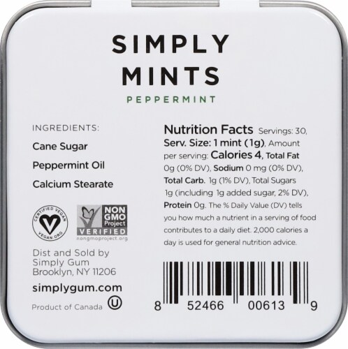 Simply Gum Peppermint Mints Perspective: back