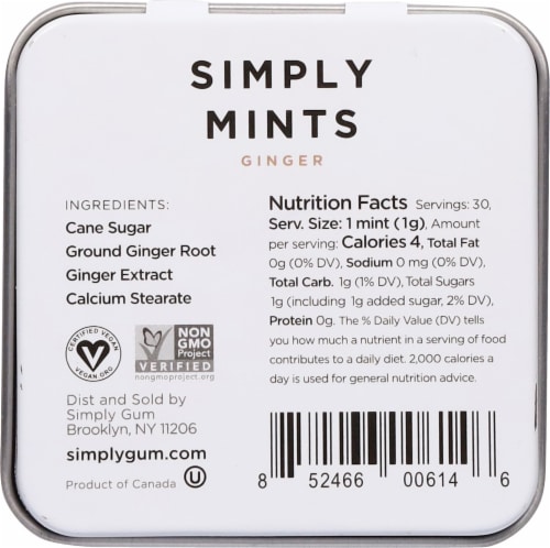Simply Gum Ginger Mints Perspective: back
