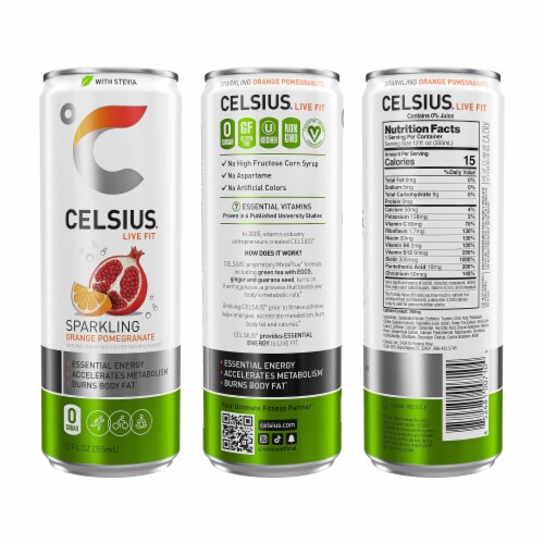 CELSIUS® Sparkling Orange Pomegranate Energy Drink Multipack Cans Perspective: back