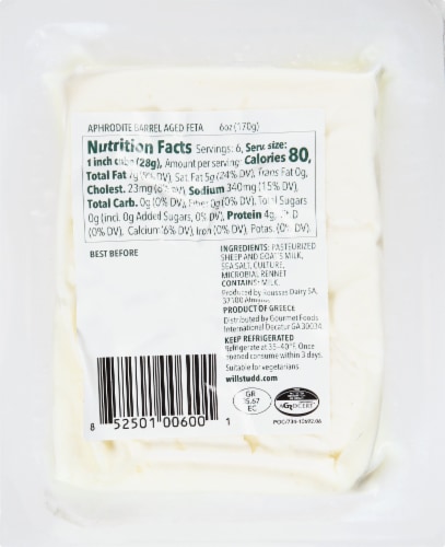 Aphrodite Barrel Ripened Feta Cheese Perspective: back