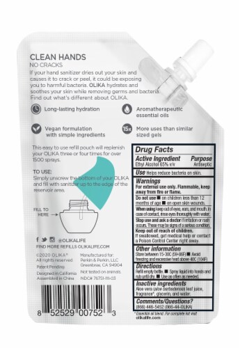 Olika Mint Citrus Hydrating Hand Sanitizer Refill Perspective: back