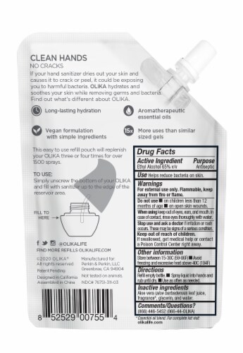 Olika Hydrating Hand Sanitizer with Charcoal Refill Perspective: back
