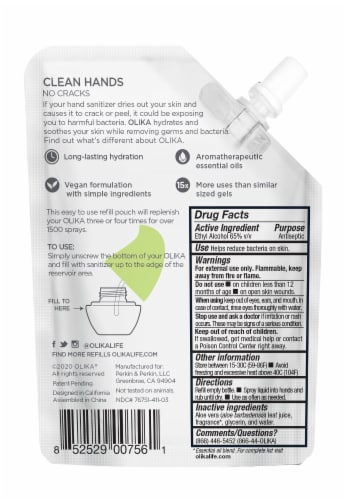 Olika Cucumber Basil Hydrating Hand Sanitizer Refill Perspective: back