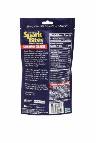 Warren Brown's Spark Bites Cinnamon Crunch Energy Snack Perspective: back