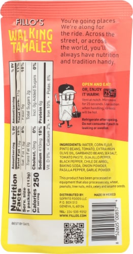 Fillo's® Bean Salsa Roja Corn Bar Walking Tamales Perspective: back