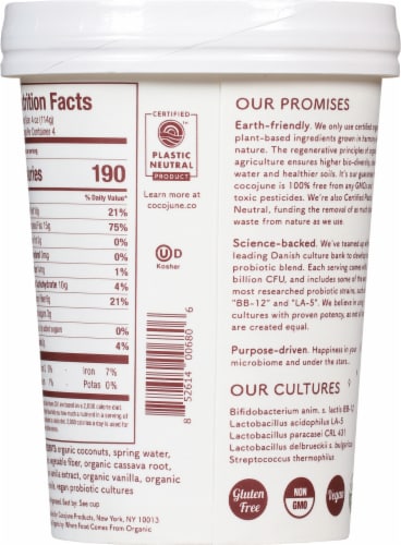 Cocojune Organic Unsweetened Vanilla & Chamomile Coconut Yogurt Perspective: back