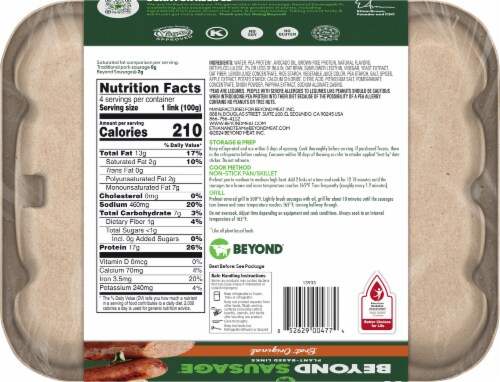 Beyond Meat Beyond Sausage® Brat Original Plant-Based Dinner Sausage Links Perspective: back
