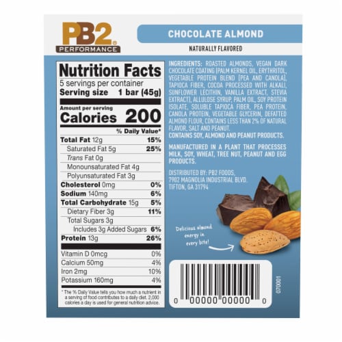 PB2 Performance Chocolate Almond Protein Bars Perspective: back
