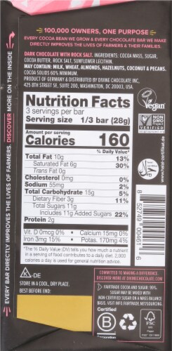 Divine™ 60% Cocoa Dark Chocolate with Pink Himalayan Salt Bar Perspective: back