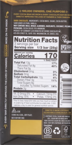 Divine™ 70% Cocoa Dark Chocolate Bar Perspective: back
