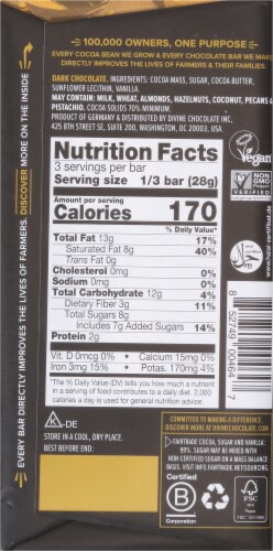 Divine™ 70% Cocoa Dark Chocolate Bar Perspective: back