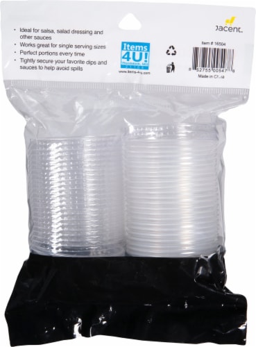 Jacent 2 Oz. Clear Plastic Condiment Cups with Lids (24-Pack) Pack of 6 Perspective: back