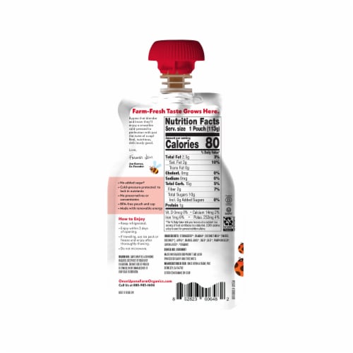 Once Upon a Farm™ Strawberry Banana Swirl Organic Smoothie Pouch Perspective: back