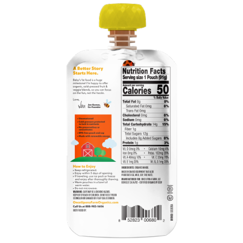 Once Upon a Farm™ Mango Organic Baby Food Pouch Perspective: back