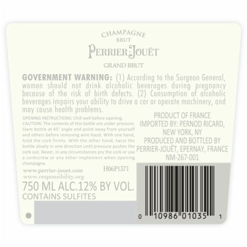Perrier-Jouet Grand Brut Champagne Perspective: back