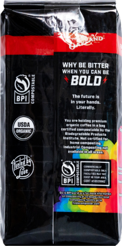 Oakland Coffee Father of All Dark Roasts Organic Whole Bean- 12oz Bag Perspective: back
