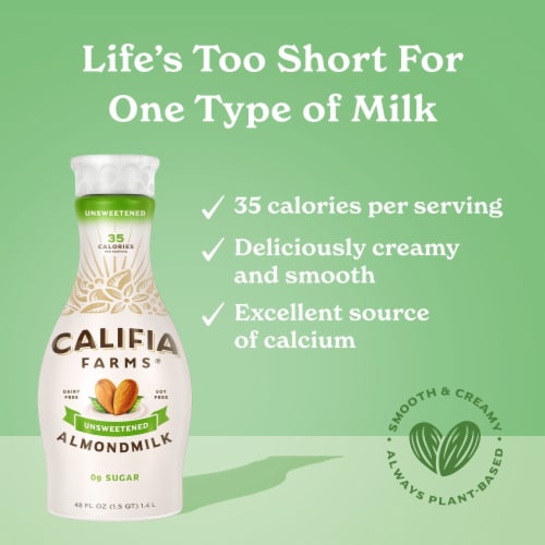 Califia Farms® Dairy Free Unsweetened Plain Almond Milk Perspective: back