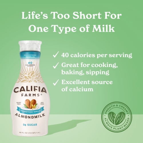 Califia Farms® Dairy Free Unsweetened Vanilla Almond Milk Perspective: back