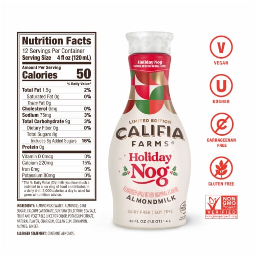 Califia Farms® Dairy Free Holiday Almond Milk Egg Nog Perspective: back
