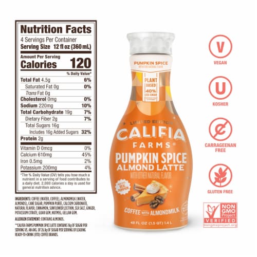 Califia Farms® Pumpkin Spice Latte Almondmilk Cold Brew Coffee Perspective: back