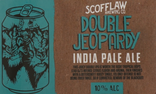 Scofflaw Double Jeopardy IPA Beer Cans Perspective: back