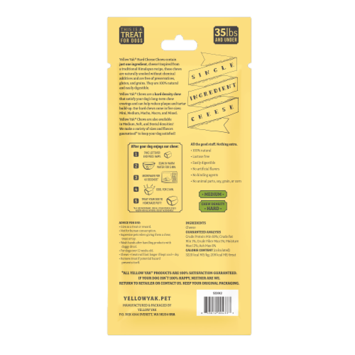 Yellow Yak® Medium Cheese Flavor Yaky Chew Dog Treat Perspective: back