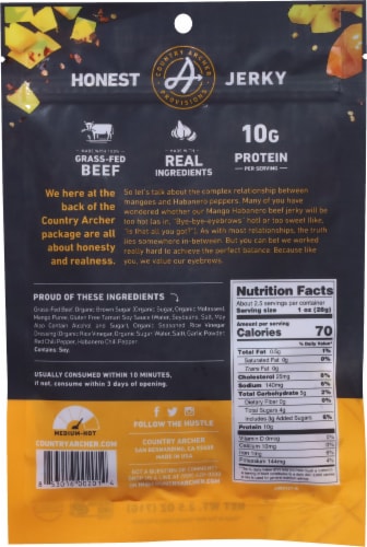 Country Archer™ Mango Habanero Beef Jerky Perspective: back