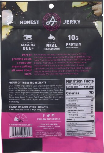 Country Archer® Teriyaki Grass Fed Beef Jerky Perspective: back