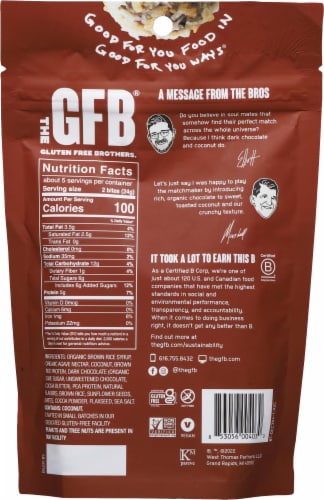 the GFB® Dark Chocolate + Coconut Gluten Free Bites Perspective: back