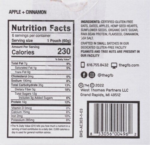 The Gluten Free Bar Breakfast Apple Cinnamon Oatmeal Perspective: back