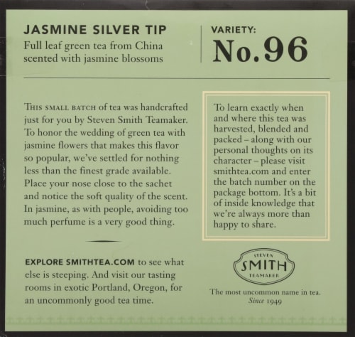 Steven Smith Teamaker Jasmine Silver Tip Green Tea Sachets Perspective: back