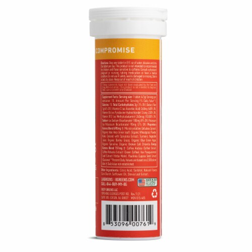 8Greens® Natural Peach Tea Effervescent Energy Tablets Perspective: back
