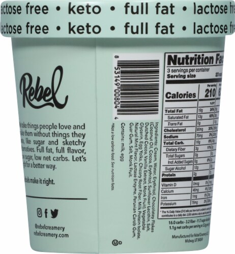 Rebel Keto Mint Chip Ice Cream Pint Perspective: back