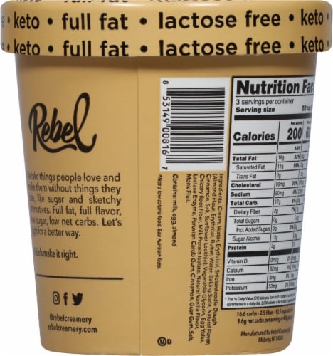 Rebel Lactose-Free Keto Snickerdoodle Ice Cream Perspective: back