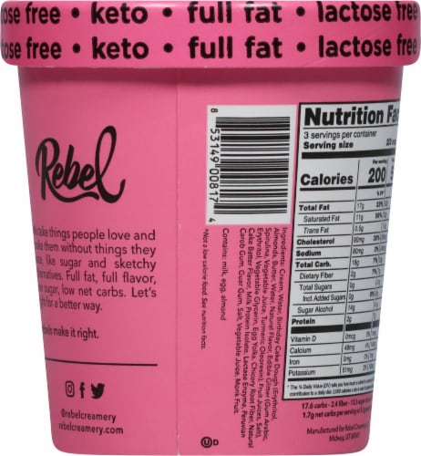 Rebel Keto Birthday Cake Ice Cream Perspective: back