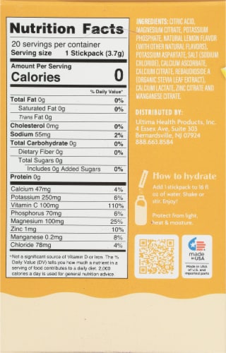 Ultima Health Ultima Replenisher® Lemonade Electrolyte Powder Perspective: back