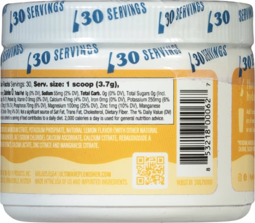Ultima Replenisher™ Lemonade Electrolyte Powder Drink Mix Perspective: back