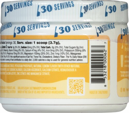 Ultima Replenisher™ Lemonade Electrolyte Powder Drink Mix Perspective: back