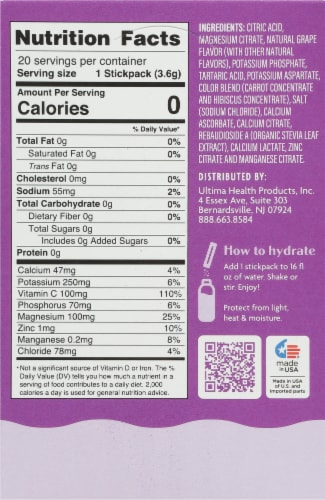 Ultima Health Ultima Replenisher™ Grape Electrolyte Powder Perspective: back