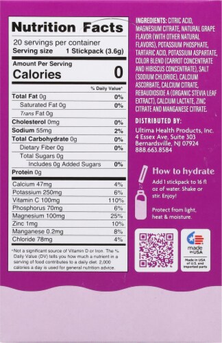 Ultima Health Products Ultima Replenisher® Grape Electrolyte Powder Packets Perspective: back