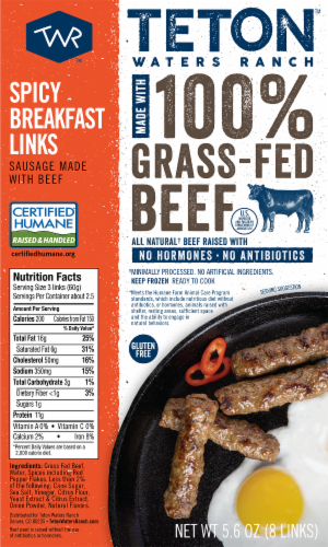 Telon Waters Ranch Spicy Sausage Links Perspective: back