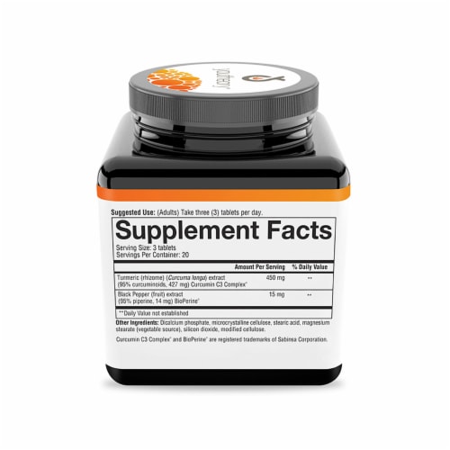 Youtheory Turmeric Dietary Supplement Tablets Perspective: back